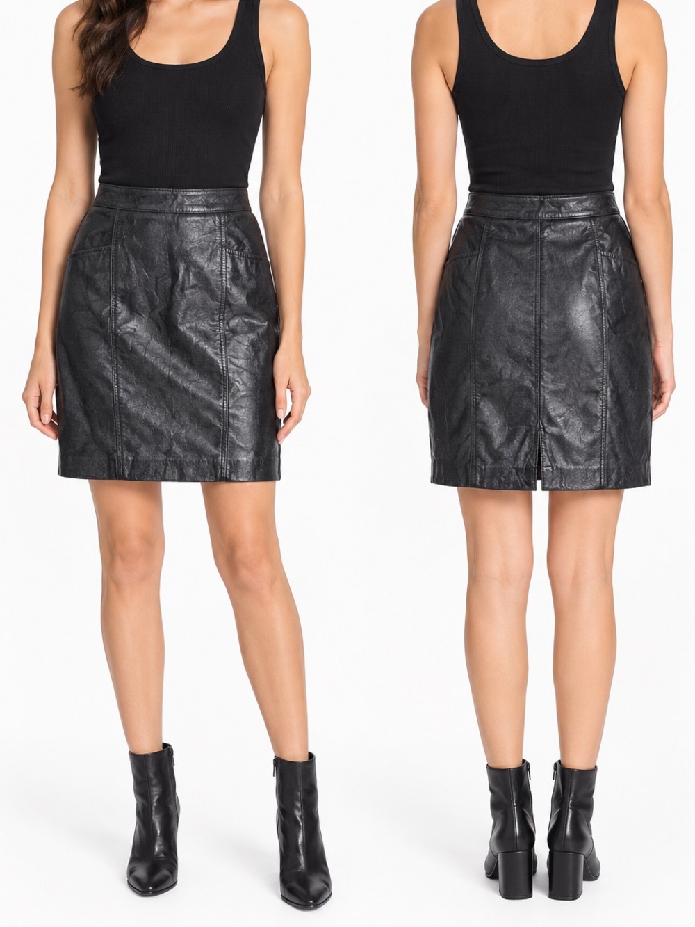 Vintage Women's S Black Leather Mini Skirt